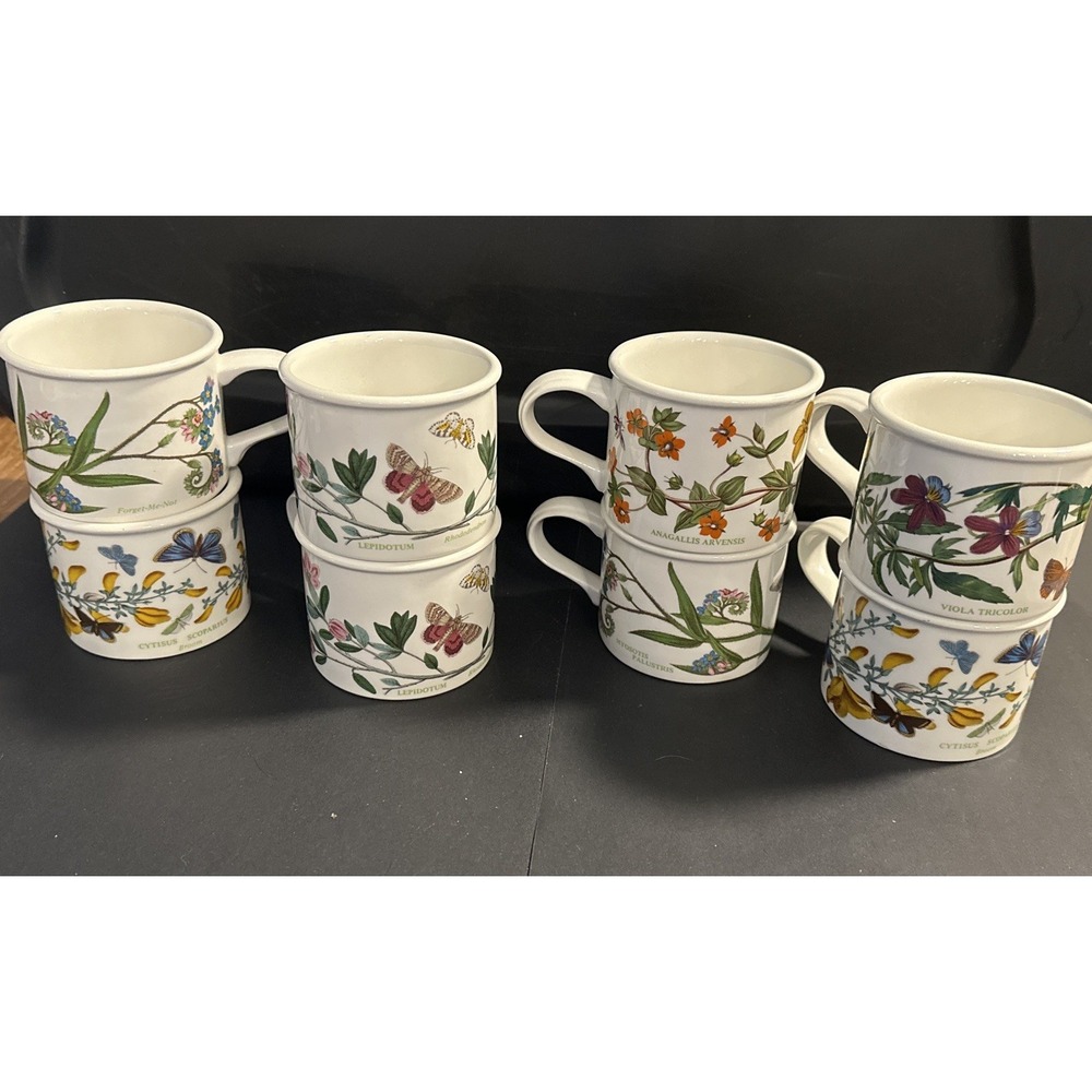 Set of 8 Cups- Portmeirion - The Botanic Garden circa 1818 - Flowers Butterfly